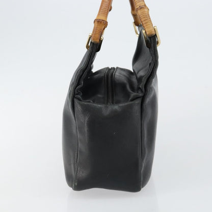 Gucci GUCCI Bamboo Hand Bag Leather Black Gold 000 2865 0575 Authentic 143348