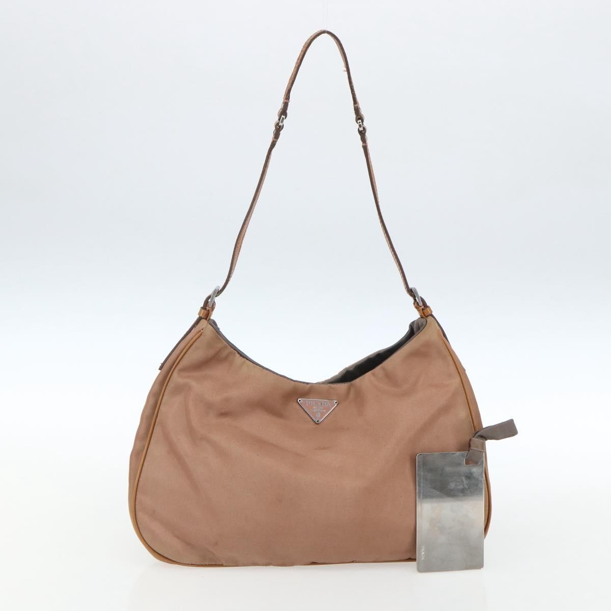 Prada PRADA Shoulder Bag Nylon Beige Gold Authentic 162843