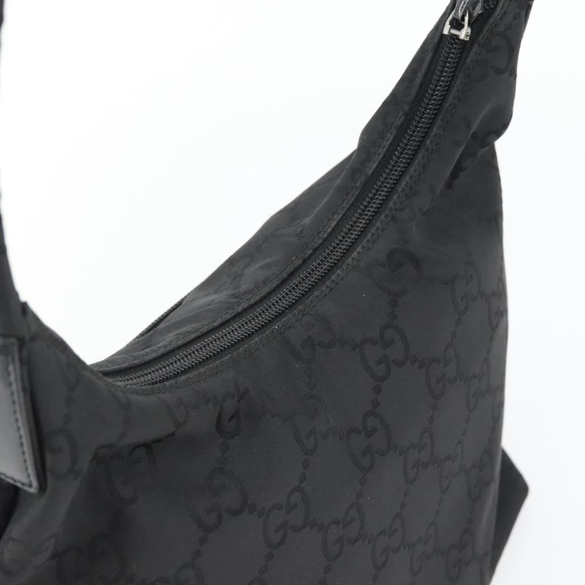 Gucci GUCCI GG Canvas Shoulder Bag Nylon Black Silver 01 3386 Authentic 178845