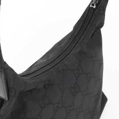 Gucci GUCCI GG Canvas Shoulder Bag Nylon Black Silver 01 3386 Authentic 178845