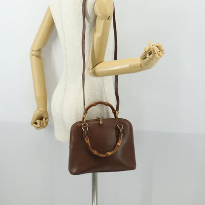 Gucci GUCCI Bamboo Hand Bag Leather 2way Brown Gold 000 2865 0290 Authentic 151596
