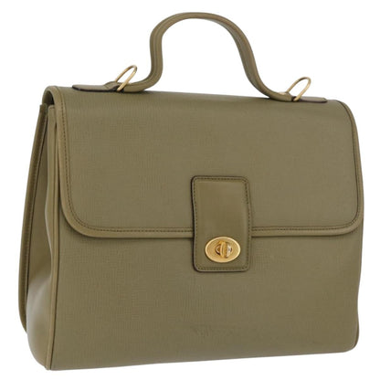 Gucci GUCCI Hand Bag Leather Green Gold Authentic YKZ715