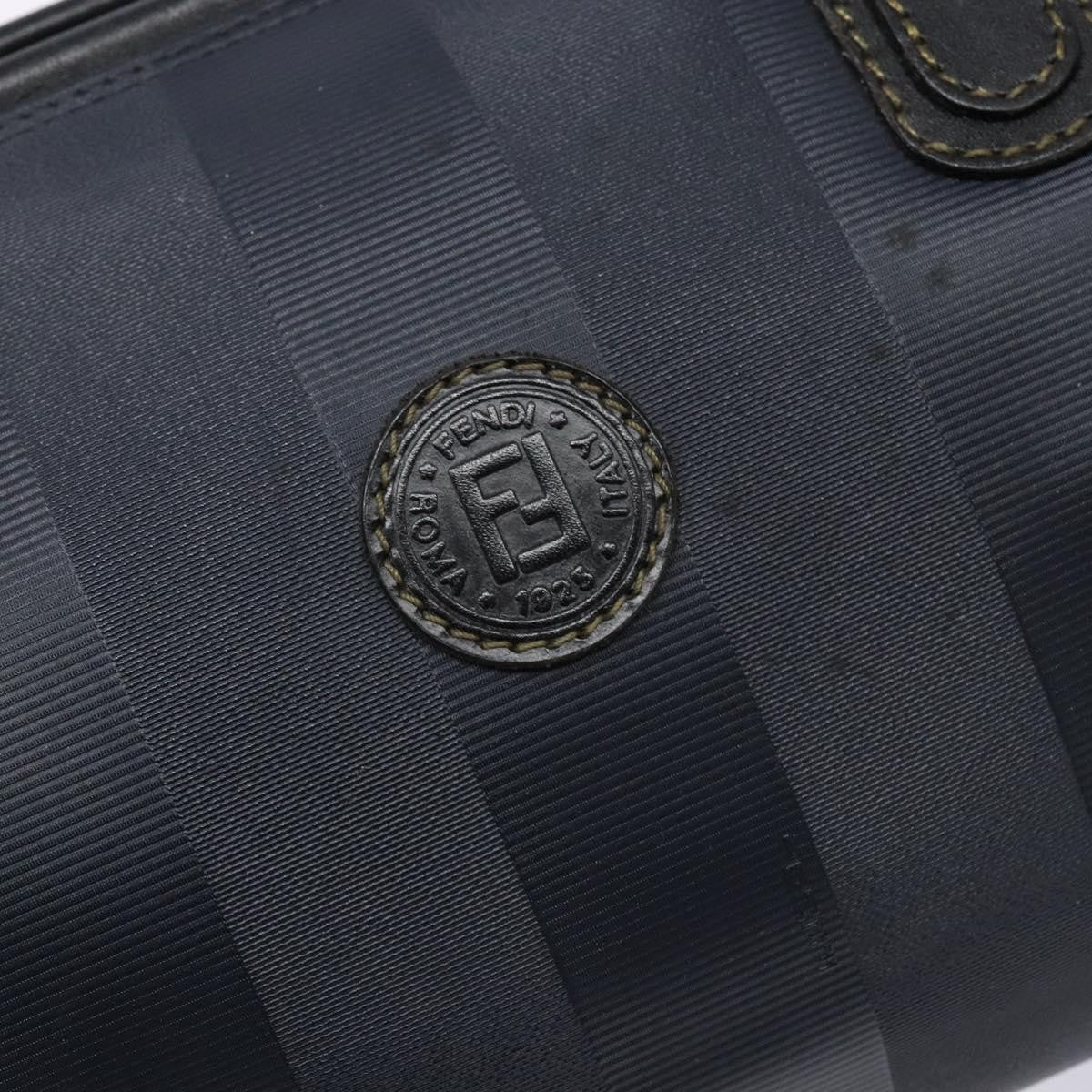 Fendi FENDI Pecan Canvas Hand Bag Navy Gold Authentic ep10858