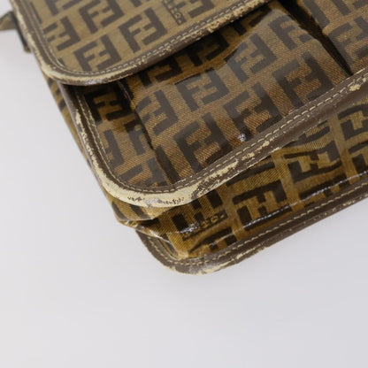 Fendi FENDI Zucca Canvas Zucchino Canvas Hand Bag Enamel 2 Set Black Brown Authentic hk3167