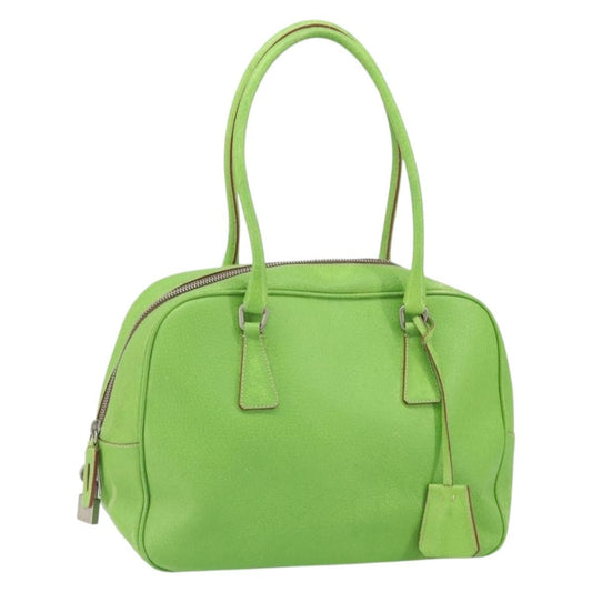 Prada PRADA Hand Bag Leather Silver Light green Authentic 172031