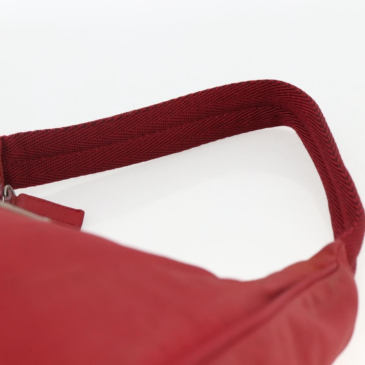 Prada PRADA Hand Bag Nylon Red Silver Authentic LNZ991