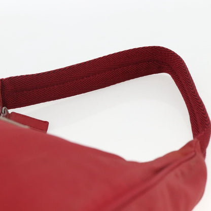 Prada PRADA Hand Bag Nylon Red Silver Authentic LNZ991