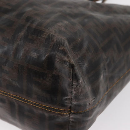 Fendi FENDI Zucca Canvas Tote Bag Coated Canvas Black Brown Authentic ka771