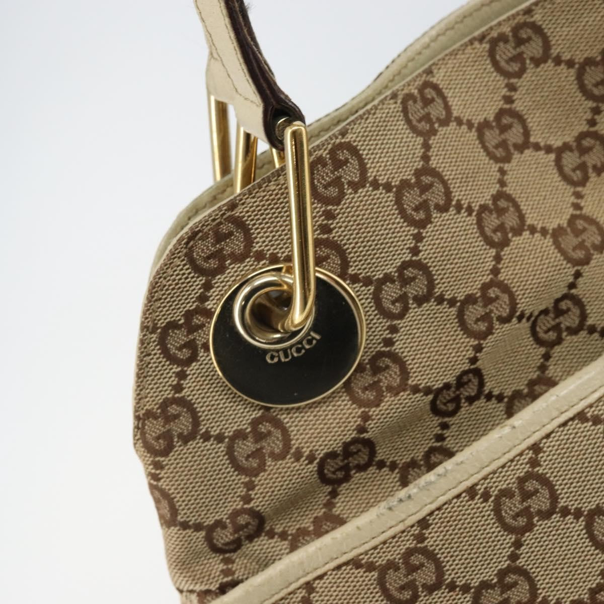 Gucci GUCCI GG Canvas Shoulder Bag Beige Gold 121023 Authentic 162950