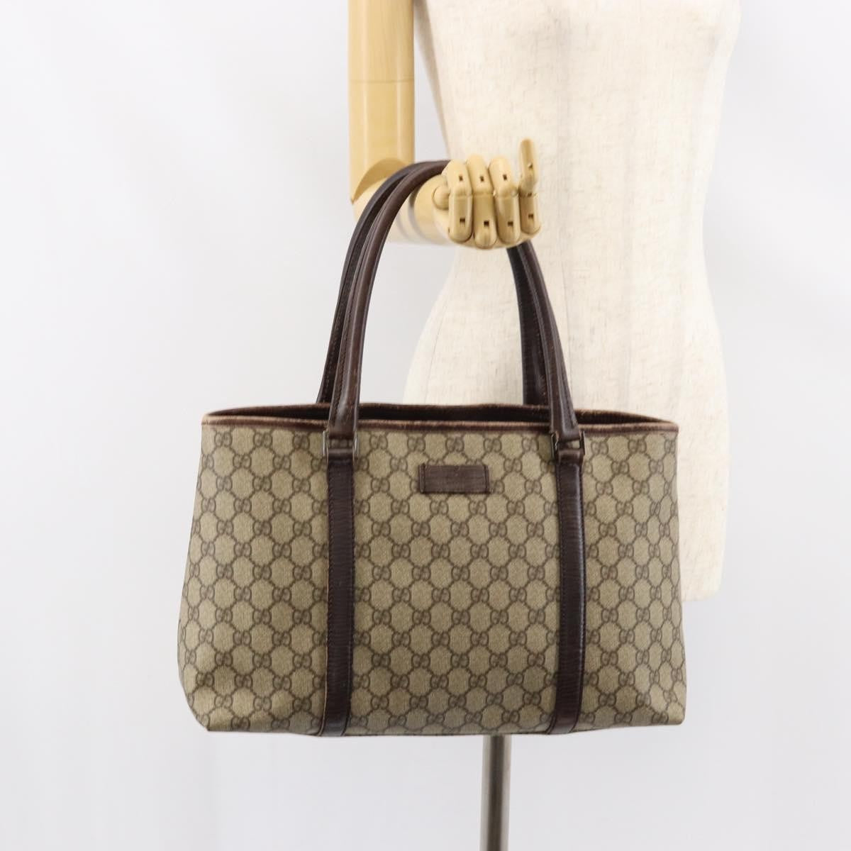 Gucci GUCCI GG Supreme Tote Bag PVC Beige Silver 114595 Authentic ep12164