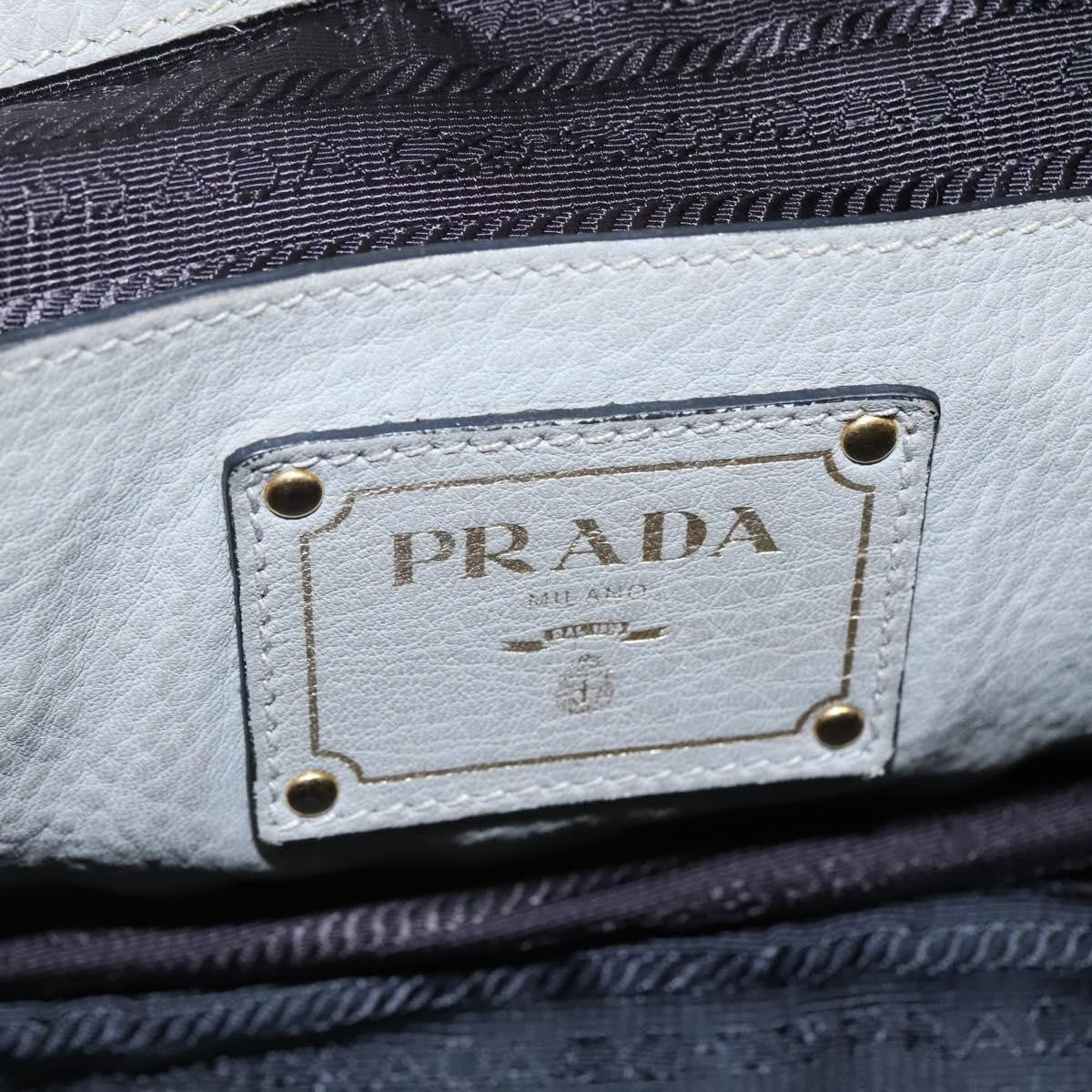 Prada PRADA Hand Bag Leather 2way Gray Authentic BA005