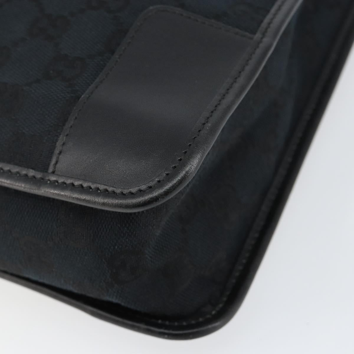 Gucci GUCCI GG Canvas Shoulder Bag Black Silver 001 4205 Authentic 143772