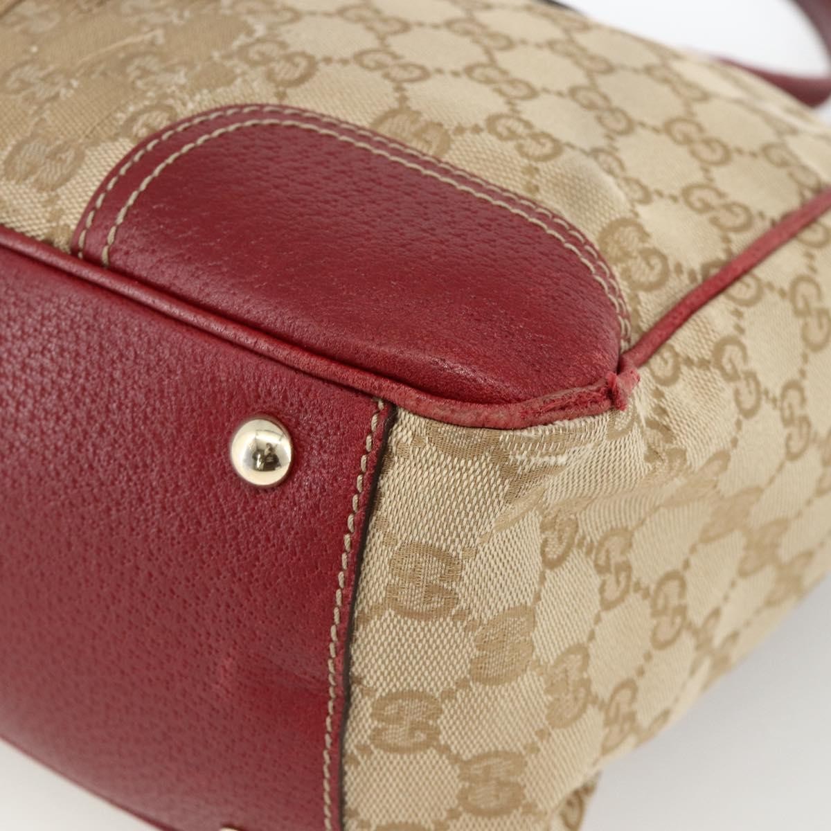 Gucci GUCCI GG Canvas Web Sherry Line Pretty Tote Bag Beige Gold 177052 Authentic fm5307