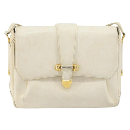 Gucci GUCCI Shoulder Bag Leather White Gold Authentic BAZ692