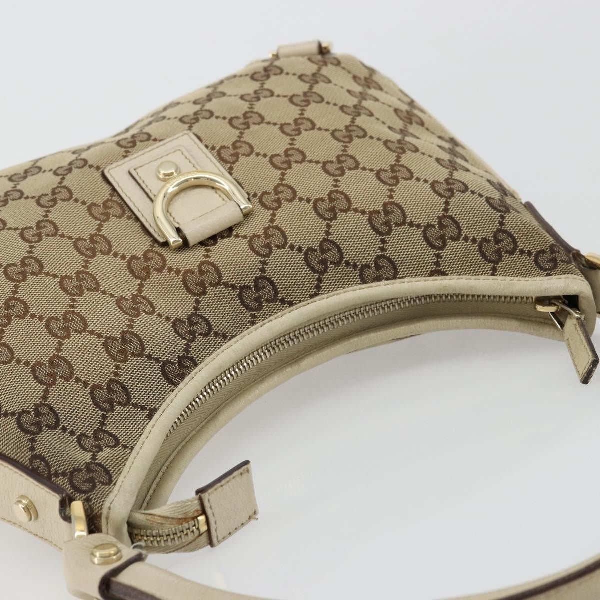 Gucci GUCCI GG Canvas Abbey Shoulder Bag Leather Beige Gold 130738 Authentic ka4349