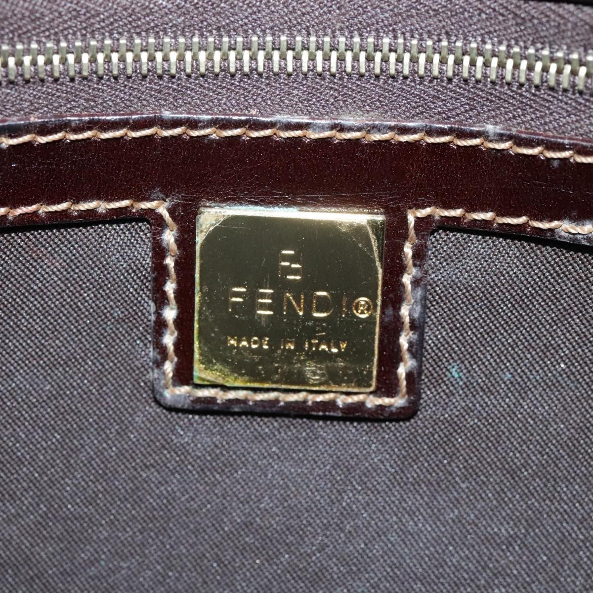 Fendi FENDI Zucchino Canvas Hand Bag Brown Gold Authentic bs21516