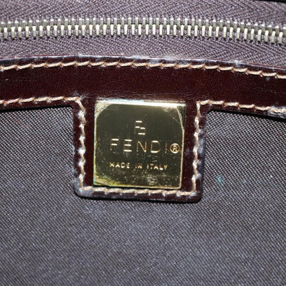 Fendi FENDI Zucchino Canvas Hand Bag Brown Gold Authentic bs21516