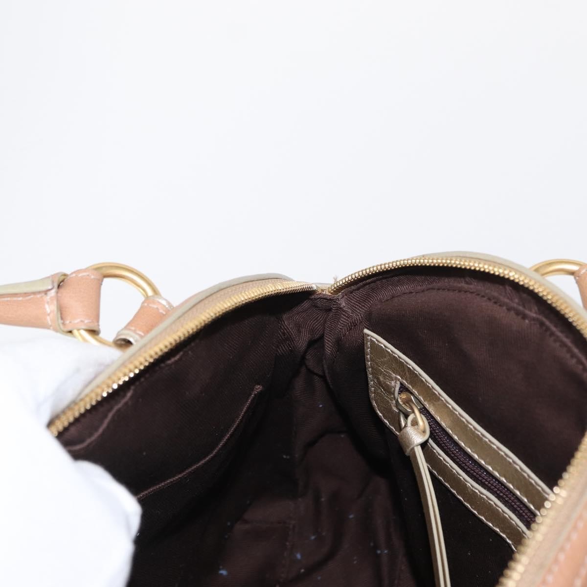Loewe LOEWE Anagram Hand Bag Nylon Blue Gold Authentic bs31204