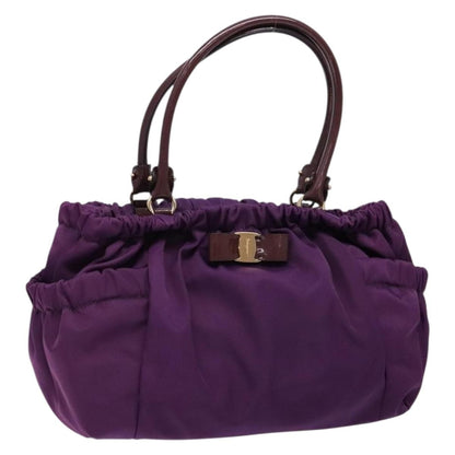 Salvatore Ferragamo Salvatore Ferragamo Vala Shoulder Bag Nylon Purple Gold Authentic 141527