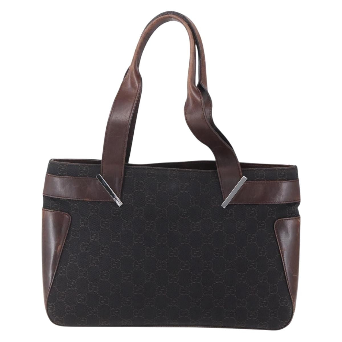 Gucci GUCCI GG Canvas Hand Bag Dark Brown Gold 73983 Authentic 151009