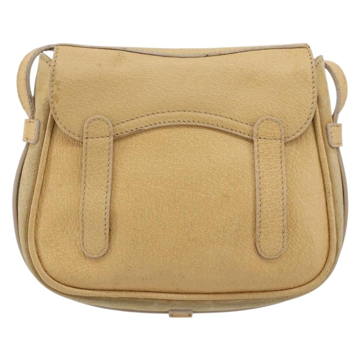 Gucci GUCCI Saddle Shoulder Bag Suede Beige Gold Authentic ep14557