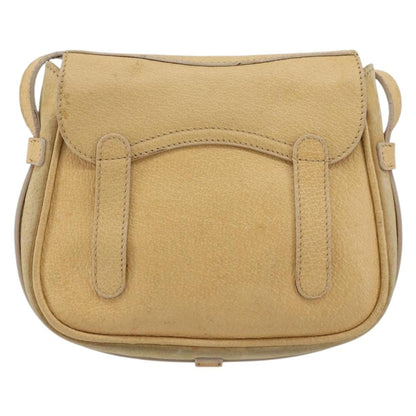 Gucci GUCCI Saddle Shoulder Bag Suede Beige Gold Authentic ep14557