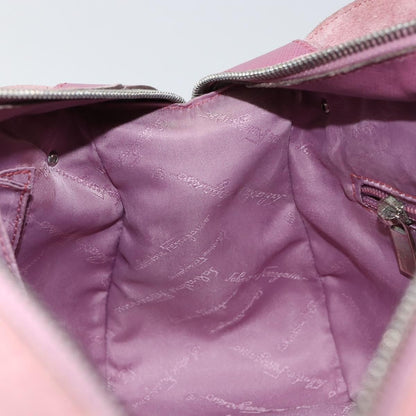 Salvatore Ferragamo Salvatore Ferragamo Gancini Hand Bag Suede Leather Pink Silver Authentic bs30801