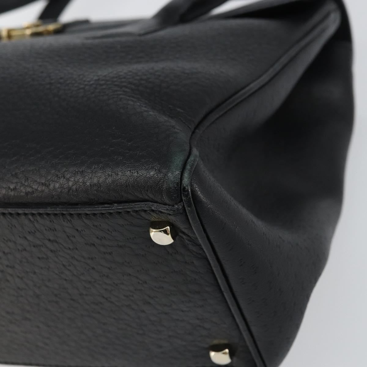 Salvatore Ferragamo Salvatore Ferragamo Gancini Hand Bag Leather Black Gold Authentic 157314