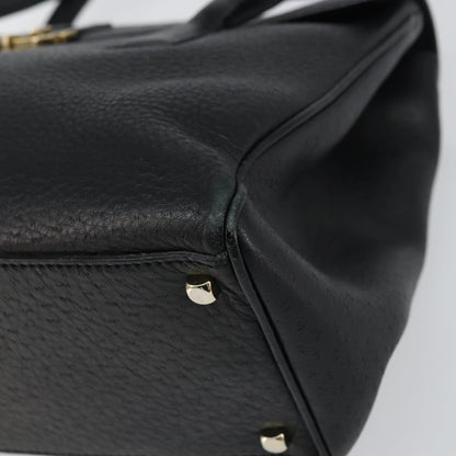 Salvatore Ferragamo Salvatore Ferragamo Gancini Hand Bag Leather Black Gold Authentic 157314
