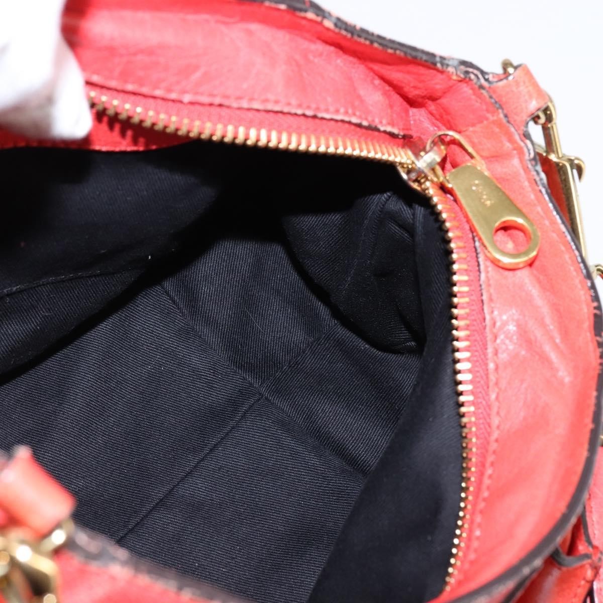 Chloé Chloé Chloe Etel Hand Bag Leather 2way Red Gold Authentic th6324