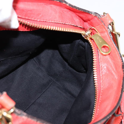 Chloé Chloé Chloe Etel Hand Bag Leather 2way Red Gold Authentic th6324