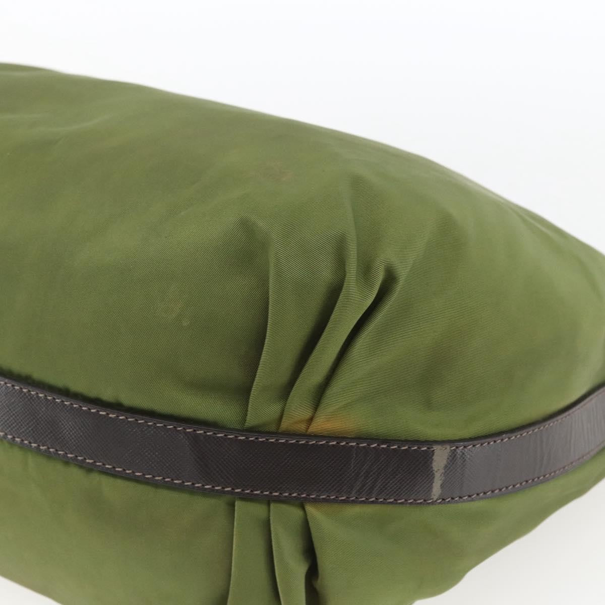 Prada PRADA Shoulder Bag Nylon Leather Khaki Gold Authentic 165173