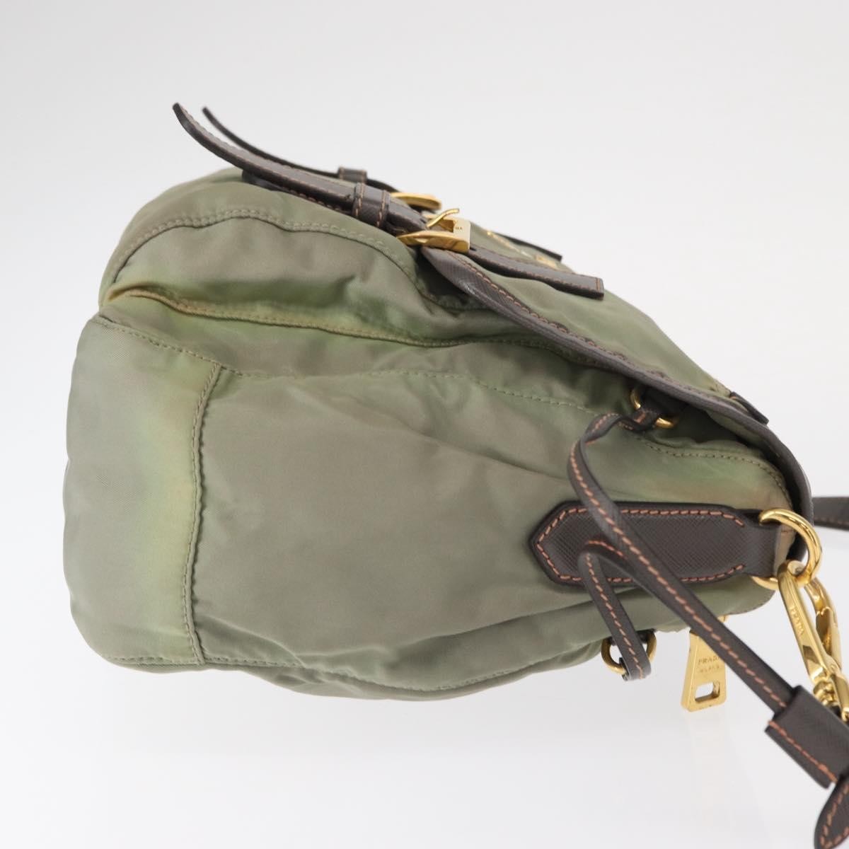 Prada PRADA Shoulder Bag Nylon Green Gold Authentic 155214
