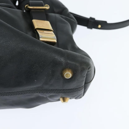 Chloé Chloé Chloe Victoria Hand Bag Leather 2way Black Gold Authentic am9563