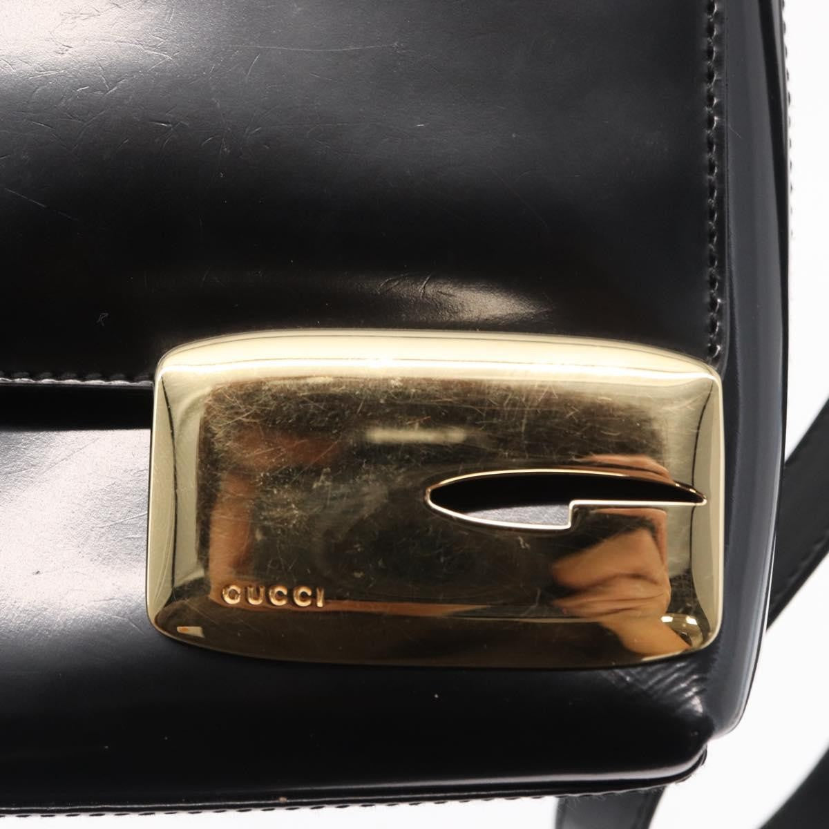 Gucci GUCCI Shoulder Bag Patent leather Black Gold 007 3444 0282 Authentic ti3515