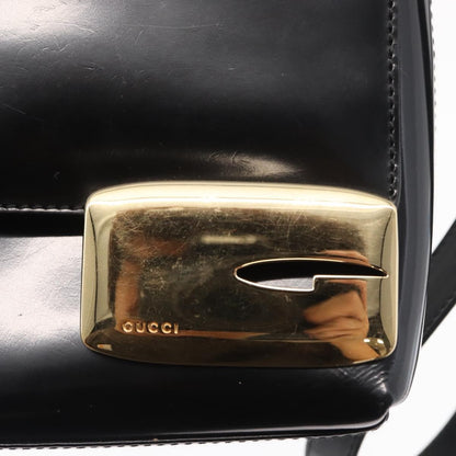 Gucci GUCCI Shoulder Bag Patent leather Black Gold 007 3444 0282 Authentic ti3515