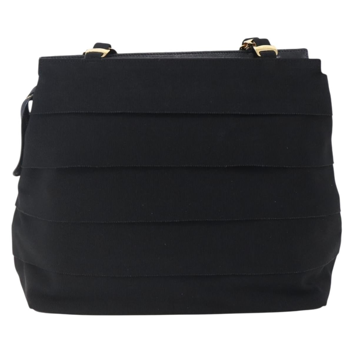 Salvatore Ferragamo Salvatore Ferragamo Chain Vala Tote Bag Canvas Navy Gold Authentic BA7334