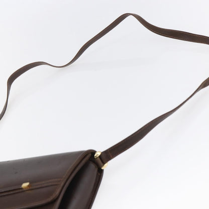 Gucci GUCCI Shoulder Bag Leather Brown Gold Authentic 152976
