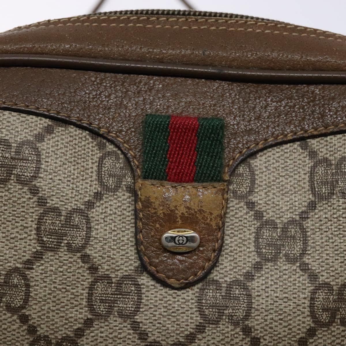 Gucci GUCCI GG Supreme Web Sherry Line Shoulder Bag PVC Beige 89 02 066 Authentic 133869