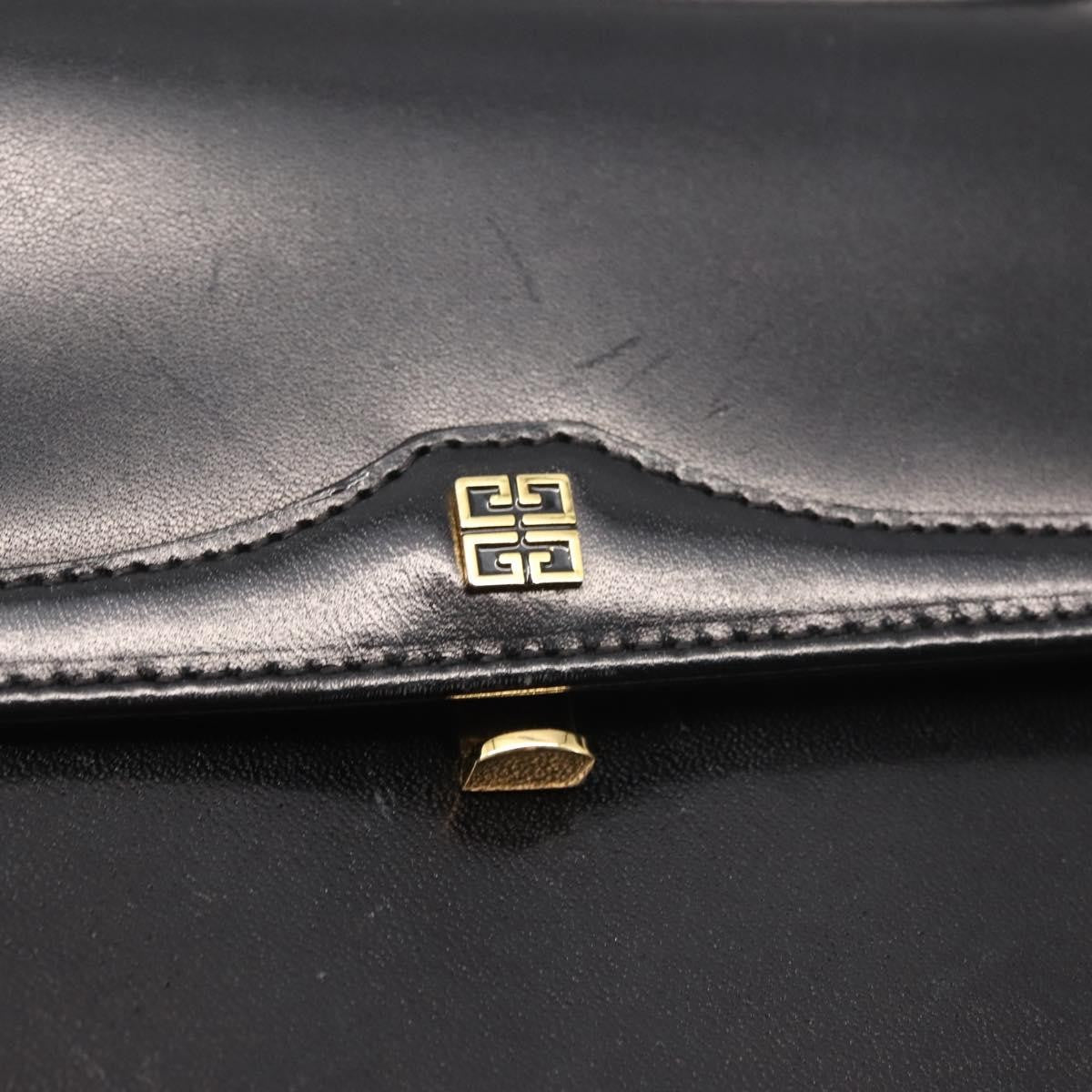 Givenchy GIVENCHY Hand Bag Leather Black Gold Authentic BA6452