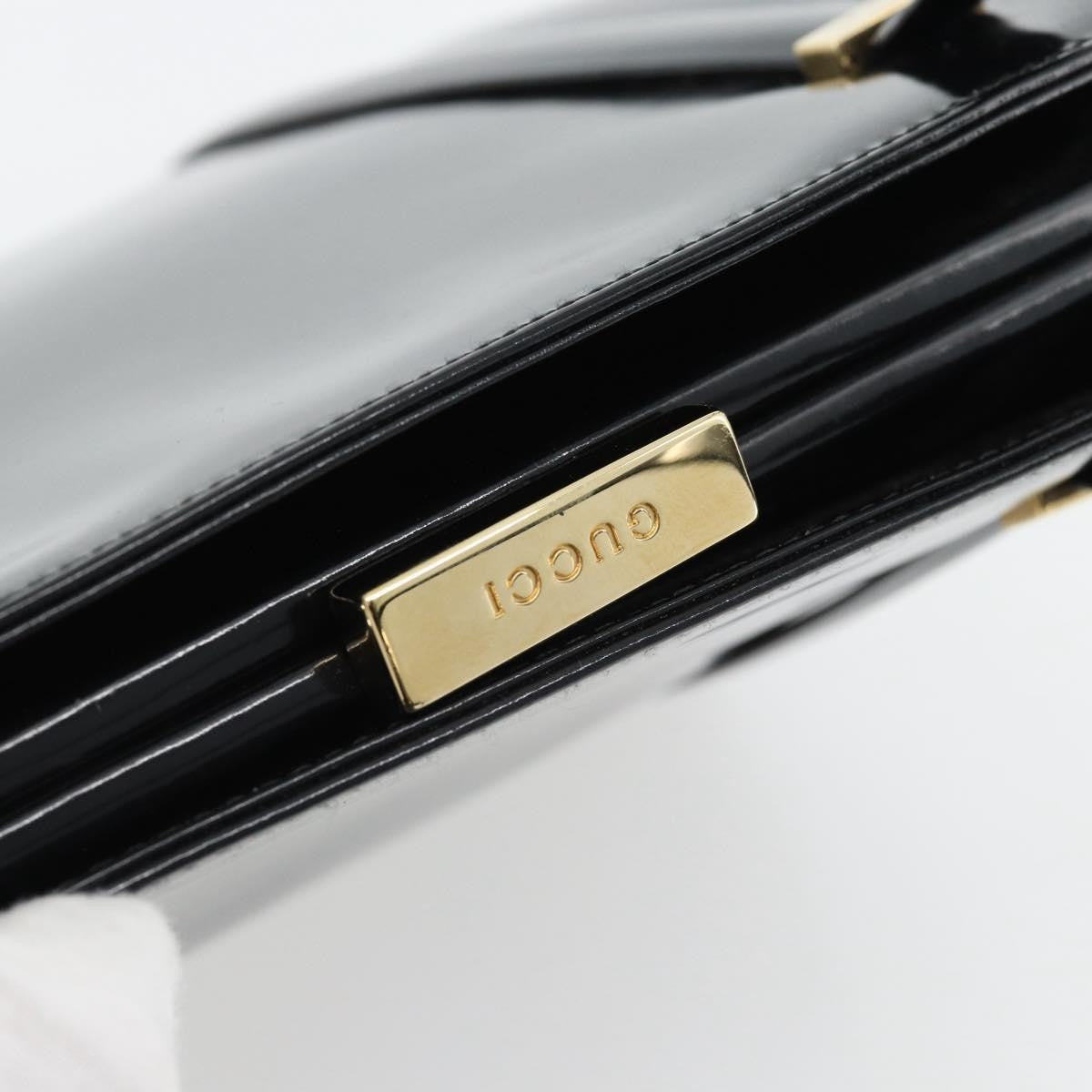 Gucci GUCCI Tote Bag Patent leather Black Gold 001 781 1735 Authentic bs35287