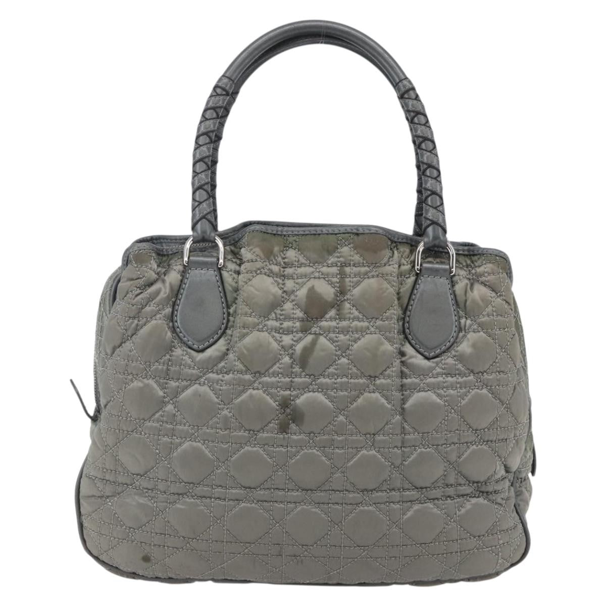 Dior Christian Dior Canage Hand Bag Nylon Gray Silver Authentic 147959