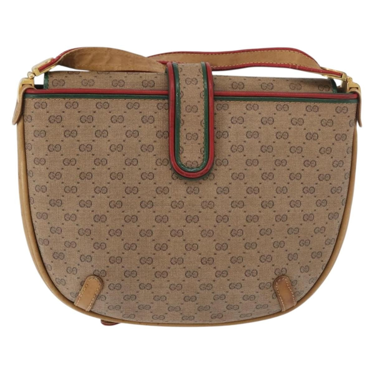 Gucci GUCCI Micro GG Supreme Shoulder Bag PVC Beige Gold Authentic 176833