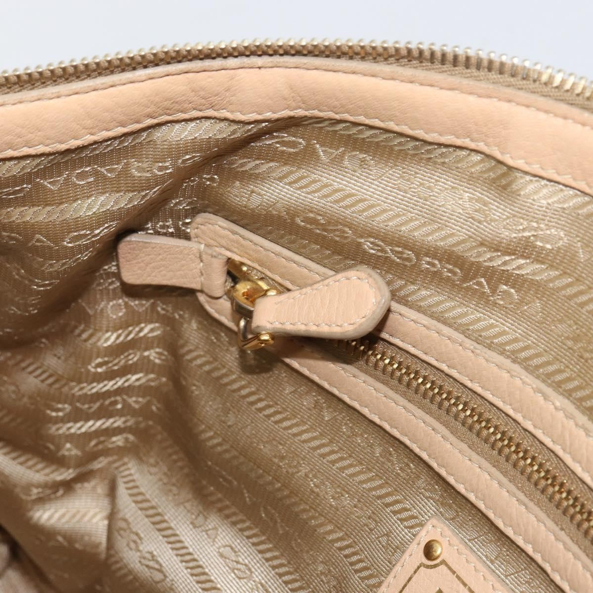 Prada PRADA Hand Bag Leather 2way Beige Gold Authentic ka1190