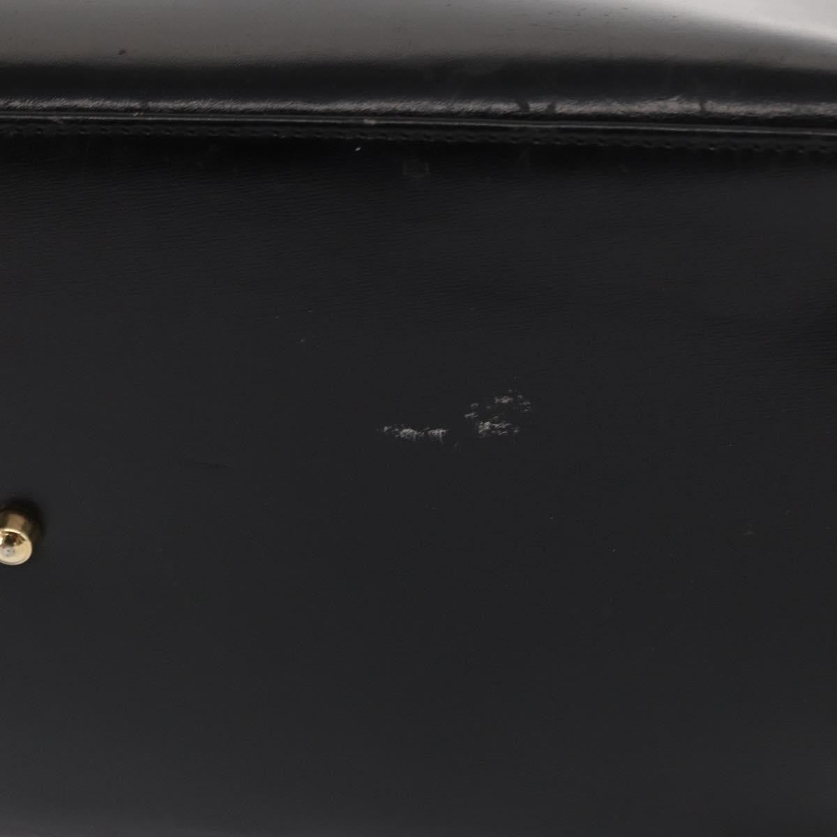 Gucci GUCCI Hand Bag Leather Black Gold Authentic BA9107