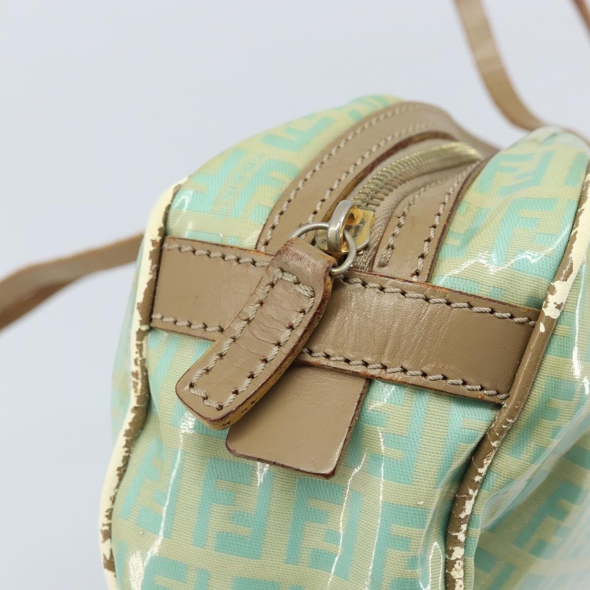 Fendi FENDI Zucchino Canvas Hand Bag Coated Canvas Green Gold Authentic ARZ139