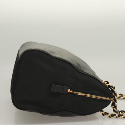 Prada PRADA Chain Shoulder Bag Leather Black Gold Authentic yk18939