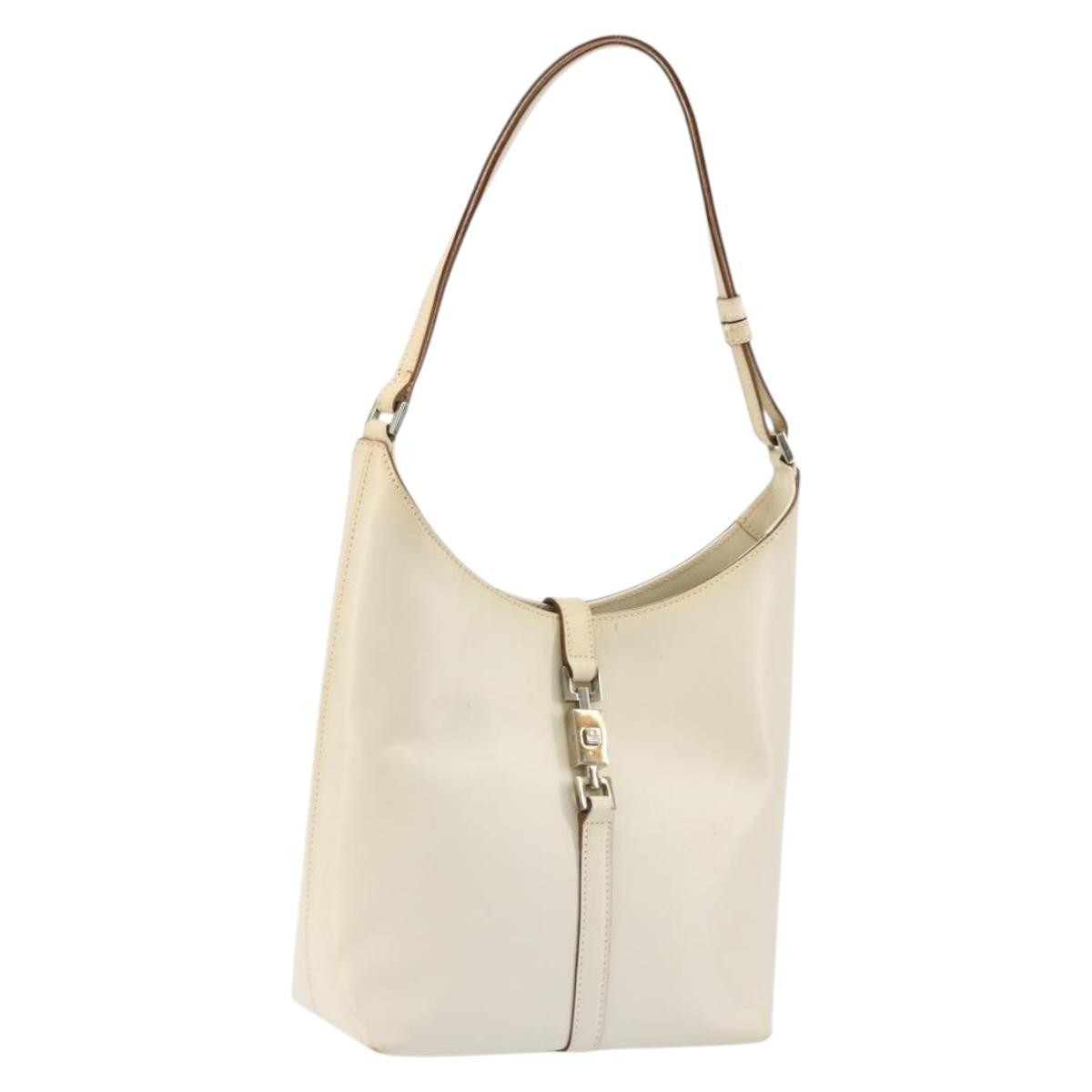 Gucci GUCCI Jackie Shoulder Bag Leather White Silver 001 3875 Authentic bs34535