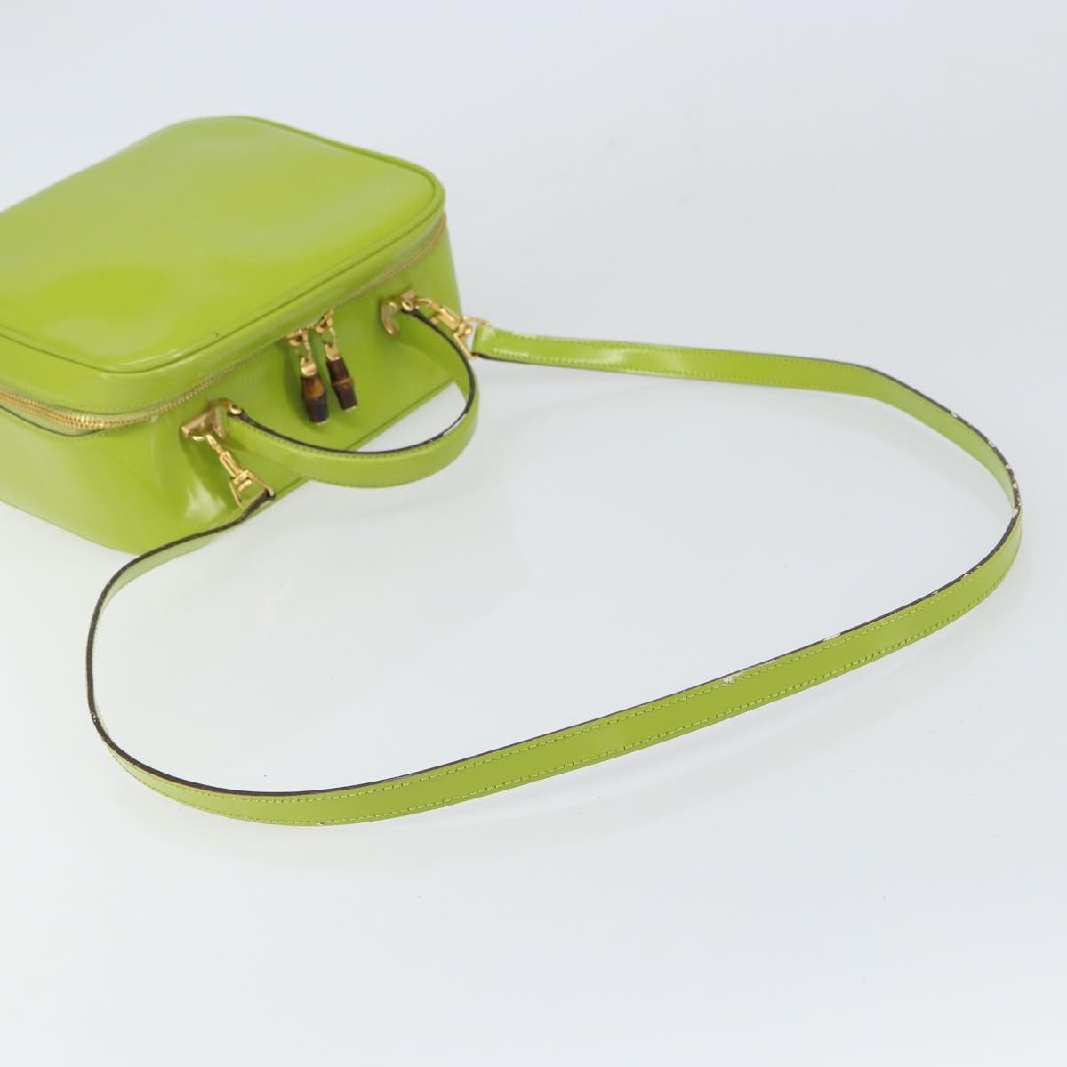 Gucci GUCCI Bamboo Hand Bag Enamel 2way Green Gold 000 2040 0323 Authentic 160576