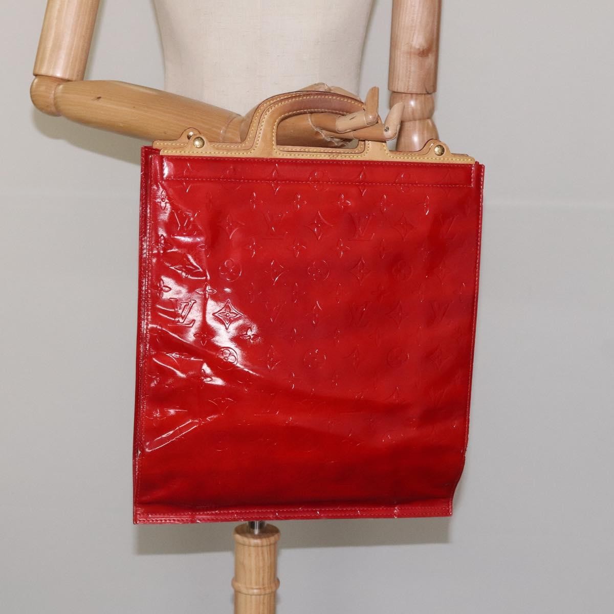 Louis Vuitton LOUIS VUITTON Monogram Vernis Stanton Tote Bag Red M91078 LV Authentic EC405